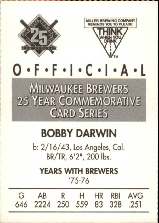 Tarjetas BB B6123- 1994 Brewers Miller Brewing 1-376 -Tú eliges- 15+ ENVÍO GRATUITO A EE. UU. - Imagen 27 de 346