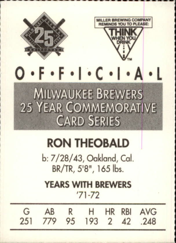 Tarjetas BB B6123- 1994 Brewers Miller Brewing 1-376 -Tú eliges- 15+ ENVÍO GRATUITO A EE. UU. - Imagen 334 de 346