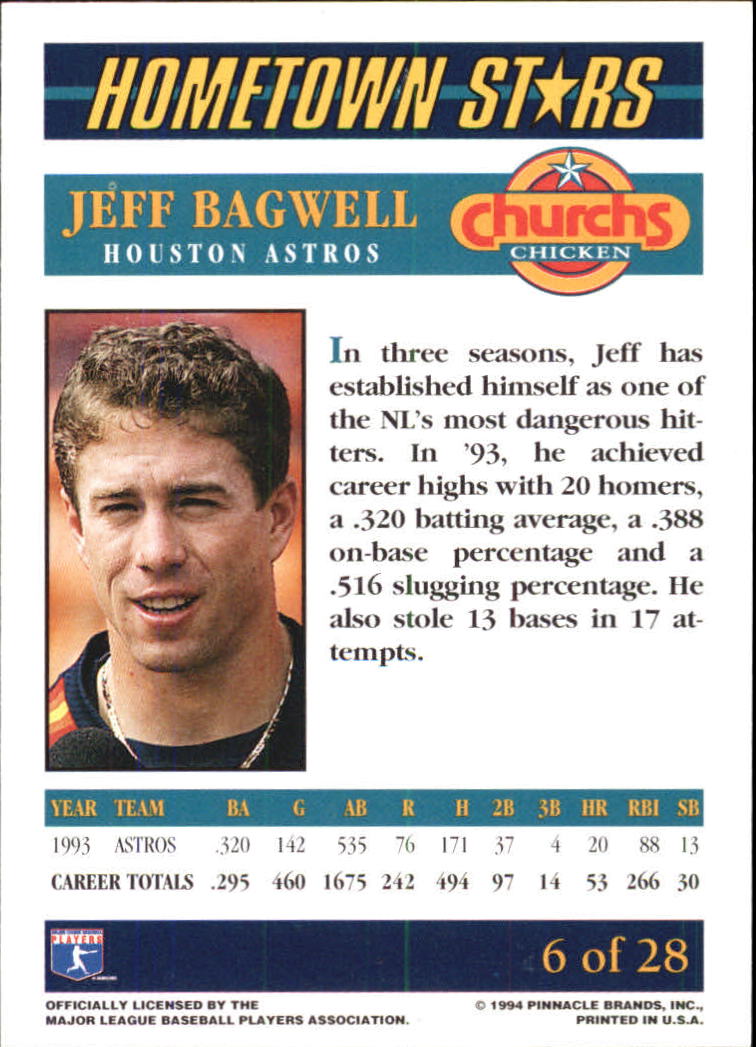 1994 Church's Hometown Stars Gold #6 Jeff Bagwell back image