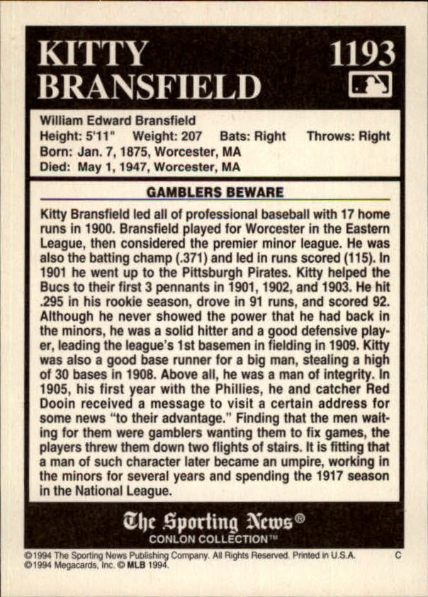 A1235- 1994 Conlon TSN Burgandy BB Cards 1191-1320 - You Pick - 15+ FREE SHIP - Picture 3 of 35