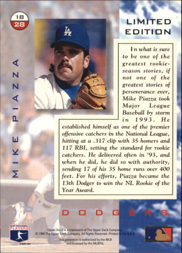 1994 Denny's Holograms #18 Mike Piazza back image
