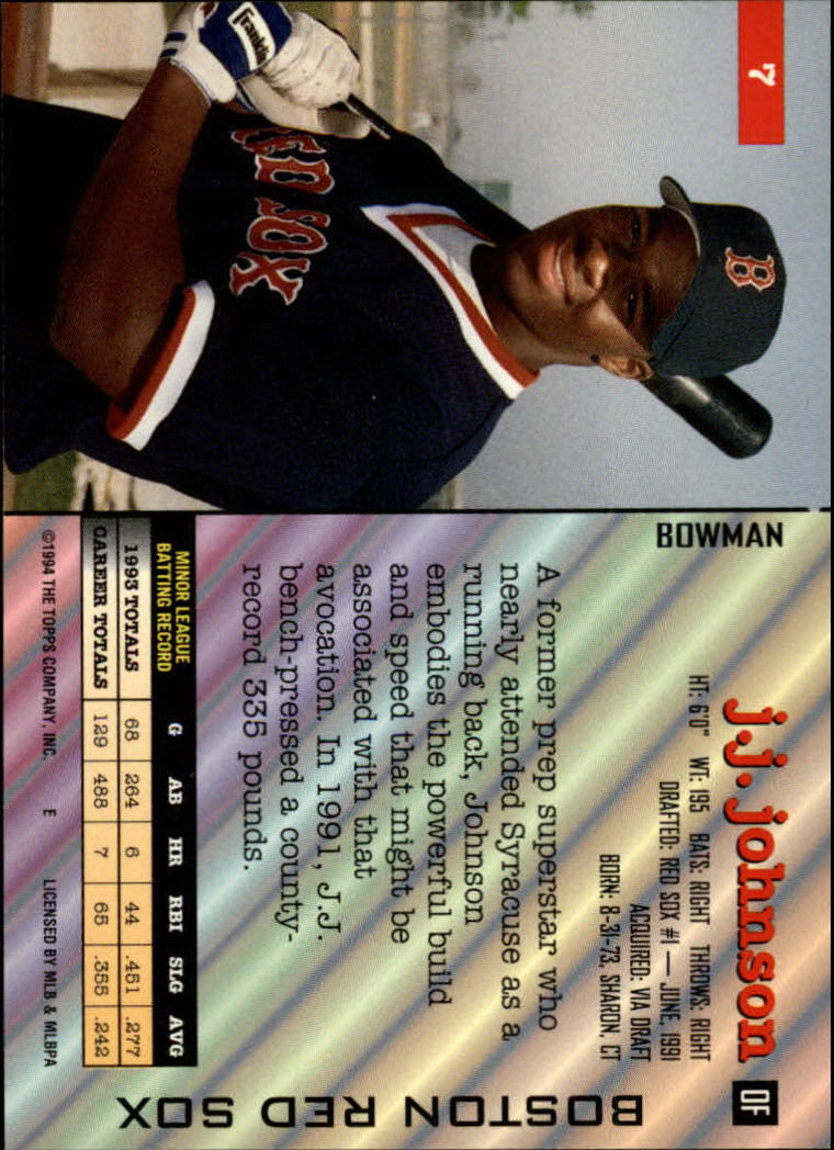 1994 Bowman #7 J.J. Johnson back image