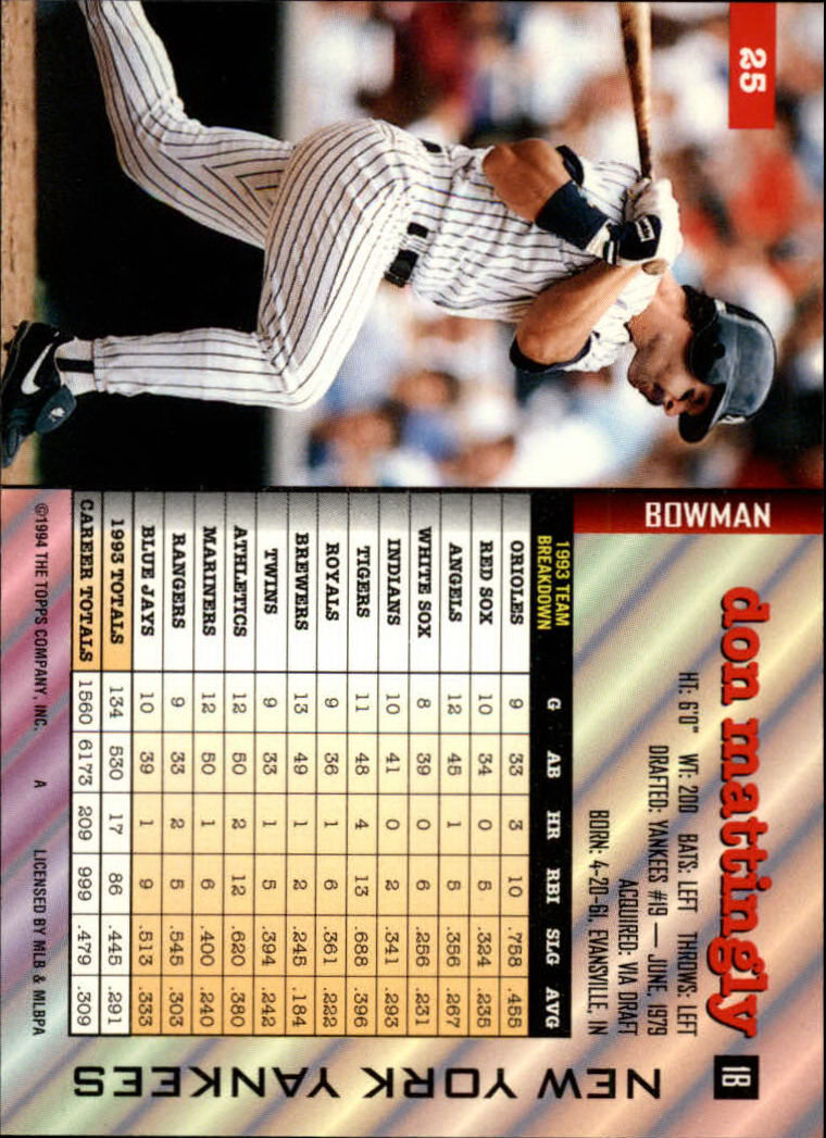 A1084- 1994 Bowman Baseball #s 1-250 +Rookies -You Pick- 15+ FREE US SHIP - Picture 49 of 495