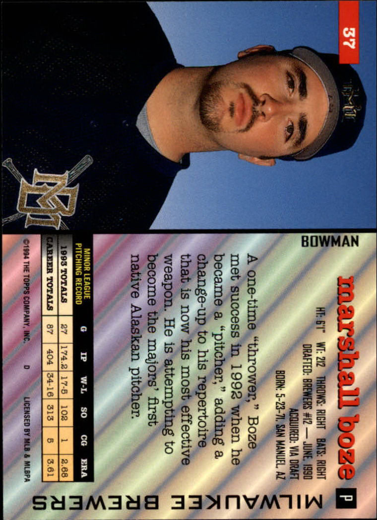 1994 Bowman #37 Marshall Boze back image