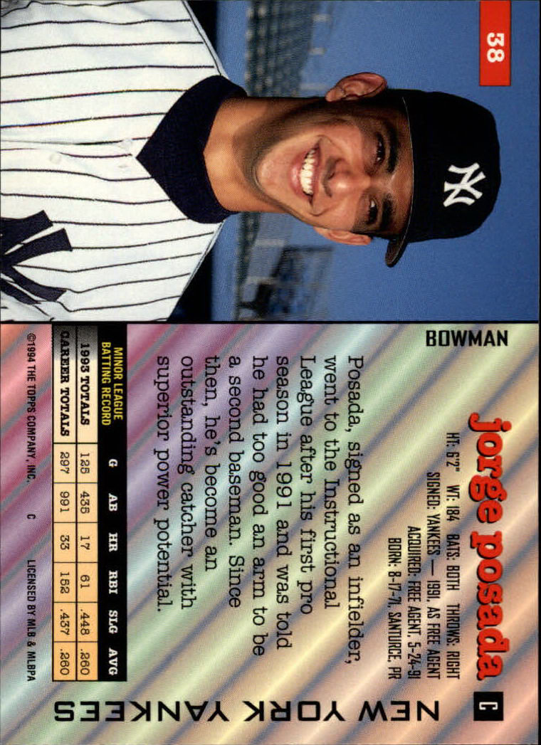 A1084- 1994 Bowman Baseball #s 1-250 +Rookies -You Pick- 15+ FREE US SHIP