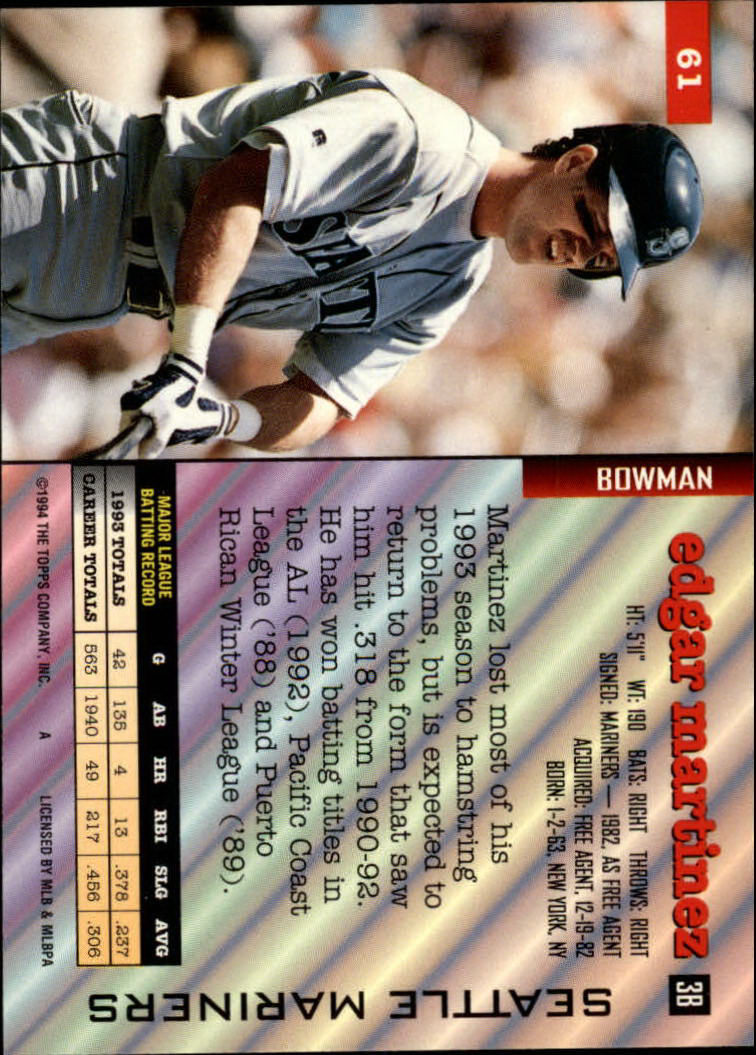 A1084- 1994 Bowman Baseball #s 1-250 +Rookies -You Pick- 15+ FREE US SHIP