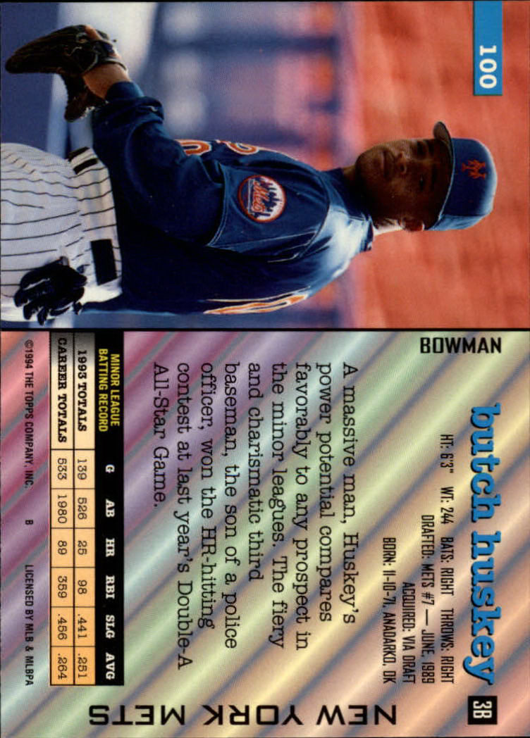 1994 Bowman #100 Butch Huskey back image