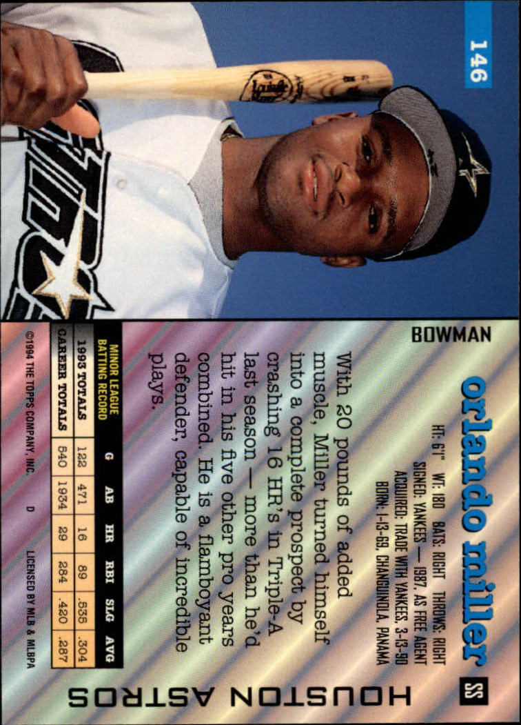 1994 Bowman #146 Orlando Miller back image