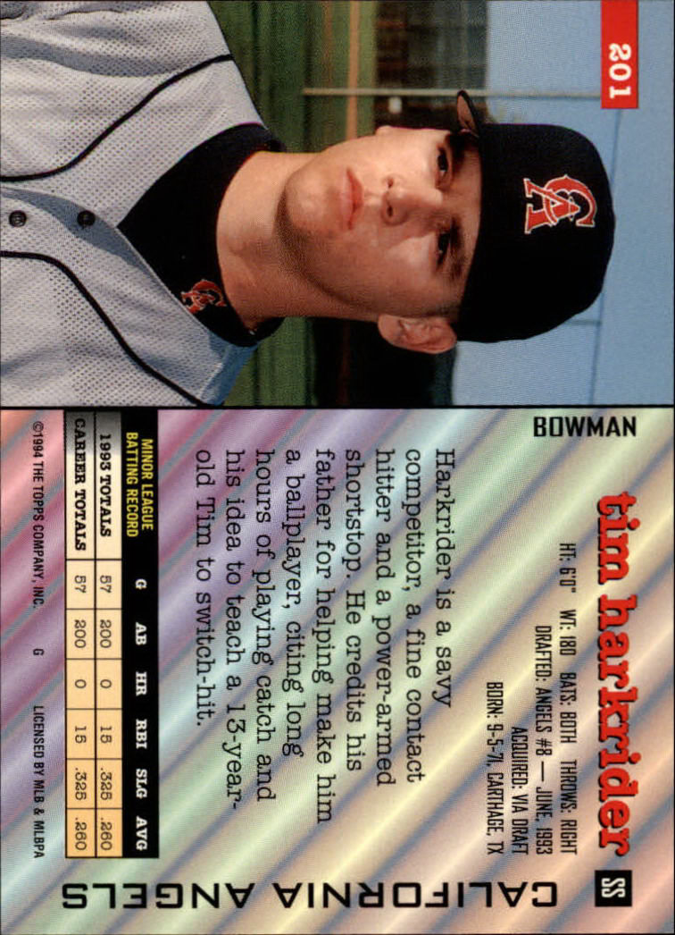 1994 Bowman #201 Tim Harkrider RC back image
