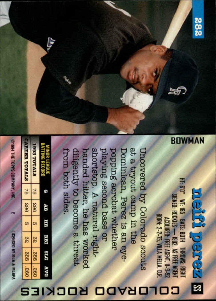 1994 Bowman #282 Neifi Perez RC back image