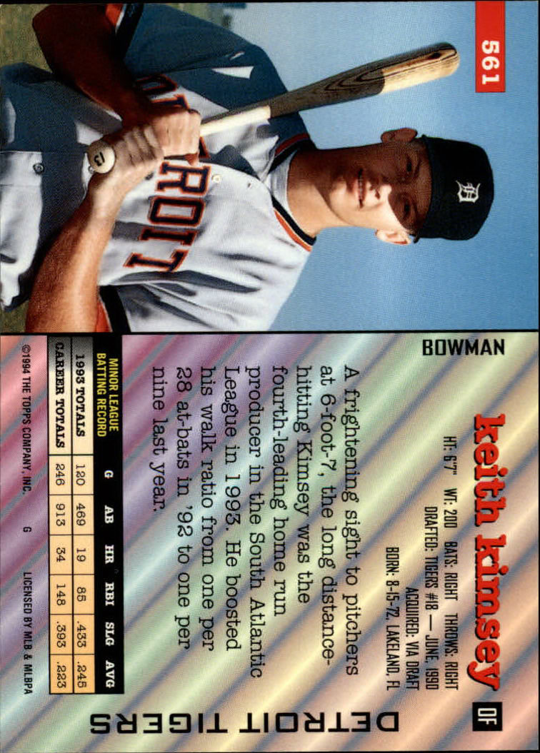 1994 Bowman #561 Keith Kimsey RC back image