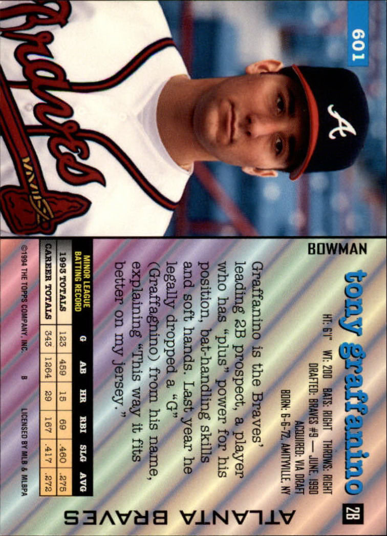 1994 Bowman #601 Tony Graffanino RC back image