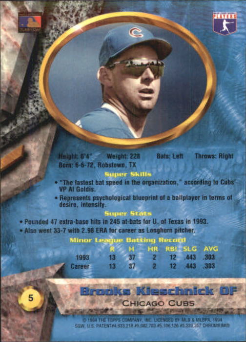1994 Bowman's Best #B5 Brooks Kieschnick RC back image