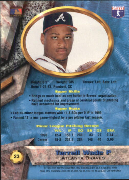 1994 Bowman's Best #B23 Terrell Wade RC back image