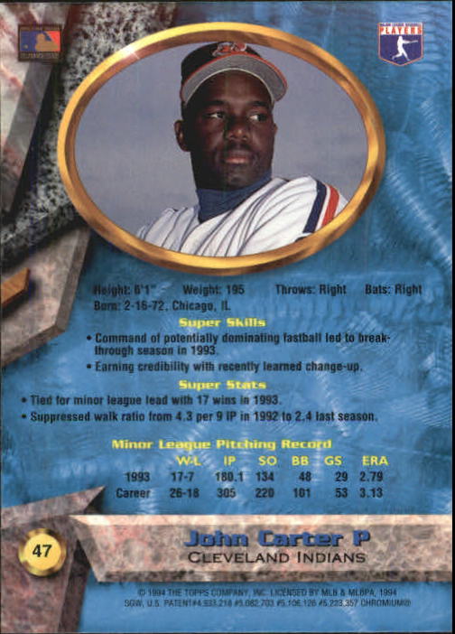 1994 Bowman's Best #B47 John Carter RC back image