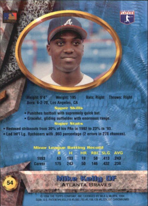 1994 Bowman's Best #B54 Mike Kelly back image