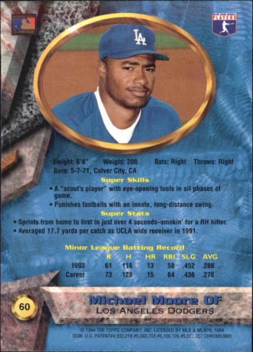 1994 Bowman's Best #B60 Mike Moore back image