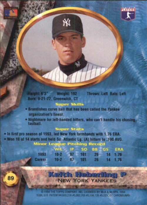 1994 Bowman's Best #B89 Keith Heberling RC back image