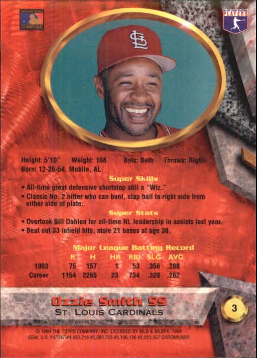 1994 Bowman's Best #R3 Ozzie Smith back image