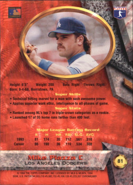 1994 Bowman's Best #R81 Mike Piazza back image