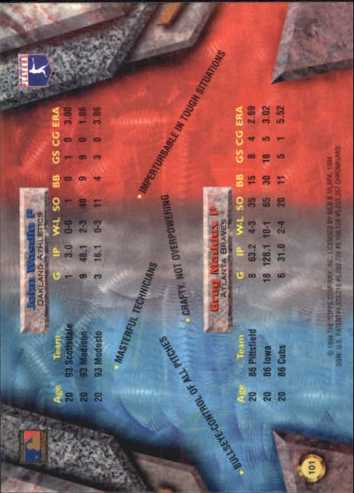 1994 Bowman's Best #X101 G.Maddux/J.Wasdin back image