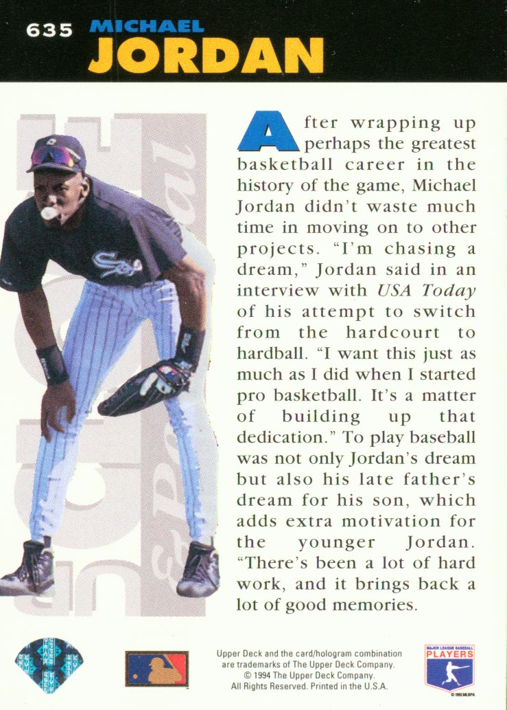 1994 Collector's Choice #635 Michael Jordan UP back image