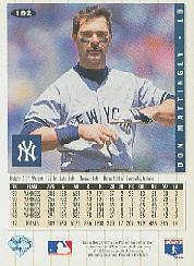 1994 Collector's Choice Silver Signature #192 Don Mattingly back image