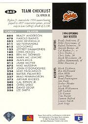 1994 Collector's Choice Silver Signature #343 Cal Ripken TC back image