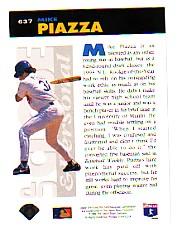 1994 Collector's Choice Silver Signature #637 Mike Piazza UP back image