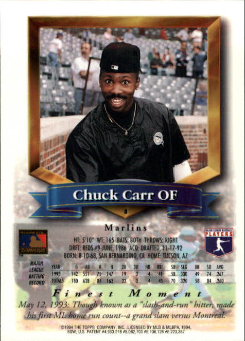 1994 Finest #8 Chuck Carr FIN back image