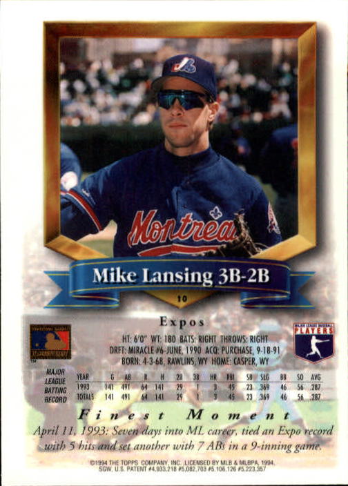 1994 Finest #10 Mike Lansing FIN back image