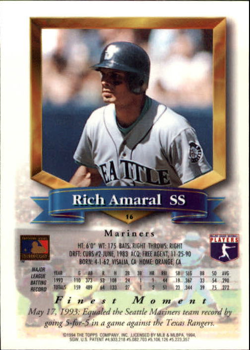 1994 Finest #16 Rich Amaral FIN back image