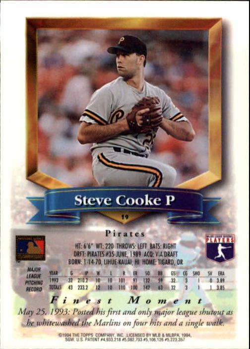 1994 Finest #19 Steve Cooke FIN back image
