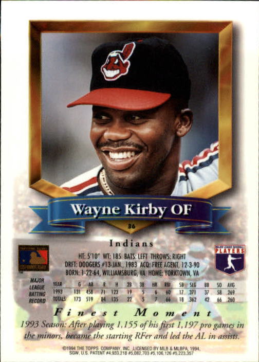 1994 Finest #36 Wayne Kirby back image