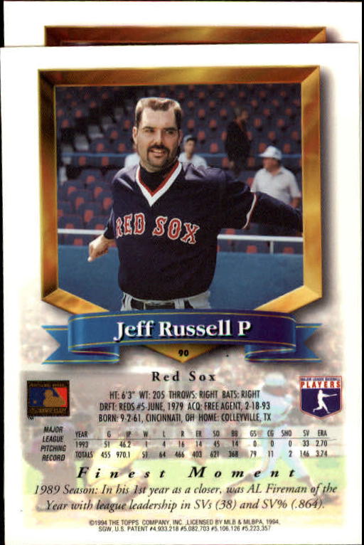 1994 Finest #90 Jeff Russell back image