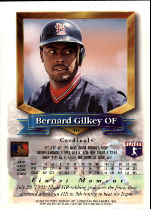 1994 Finest #111 Bernard Gilkey back image