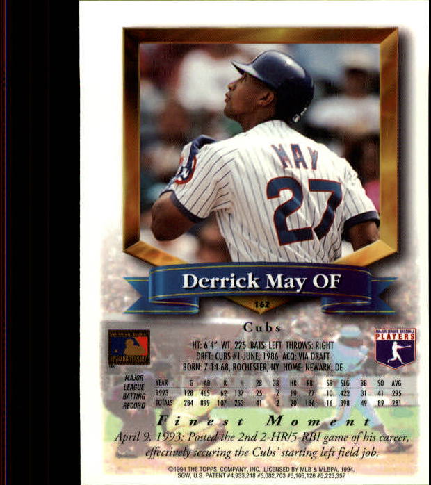 1994 Finest #162 Derrick May back image