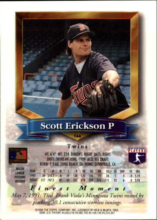 1994 Finest #166 Scott Erickson back image