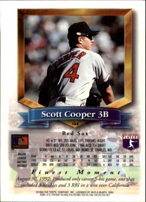 1994 Finest #168 Scott Cooper back image