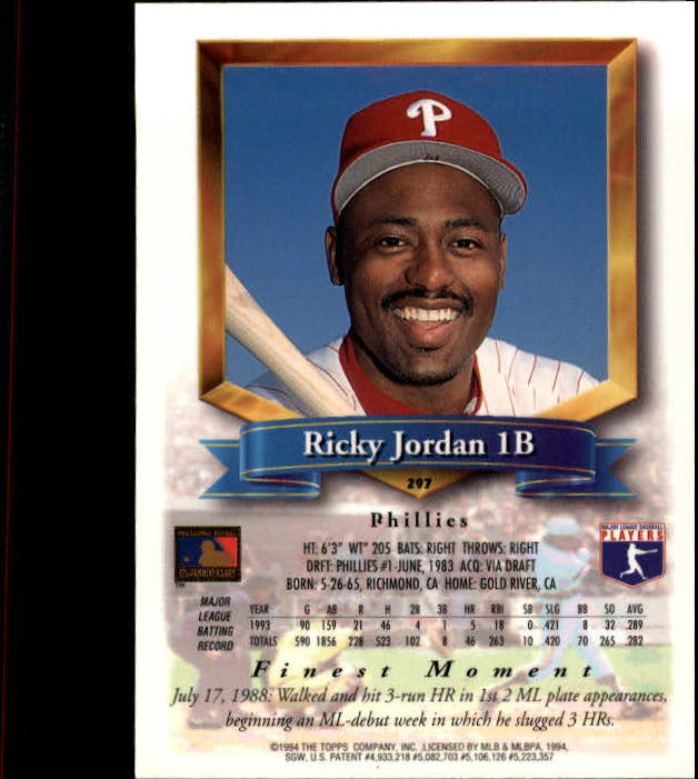 1994 Finest #297 Ricky Jordan back image