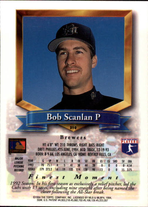 1994 Finest #310 Bob Scanlan back image