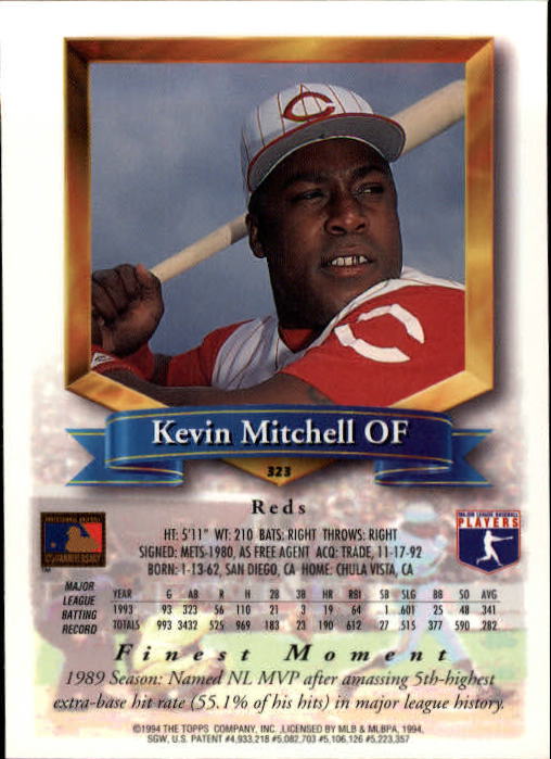 1994 Finest #323 Kevin Mitchell back image