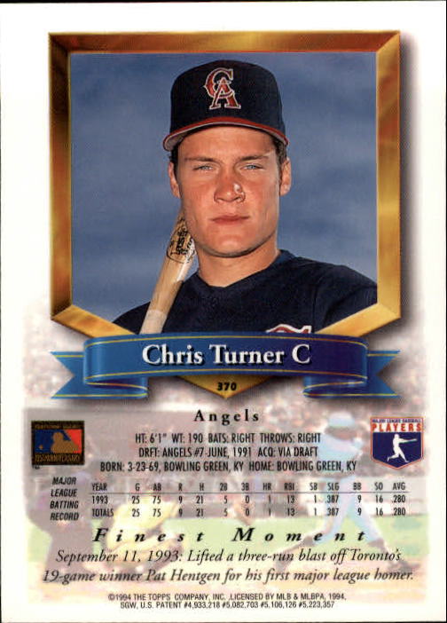 1994 Finest #370 Chris Turner back image