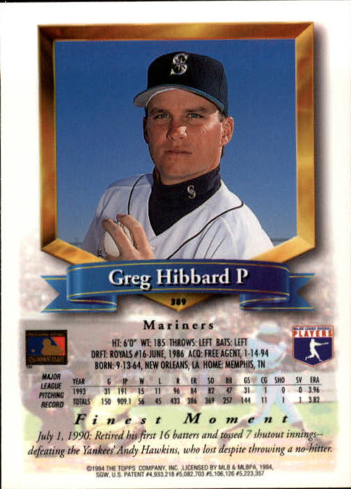 1994 Finest #389 Greg Hibbard back image