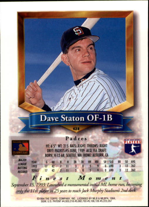 1994 Finest #428 Dave Staton FIN back image