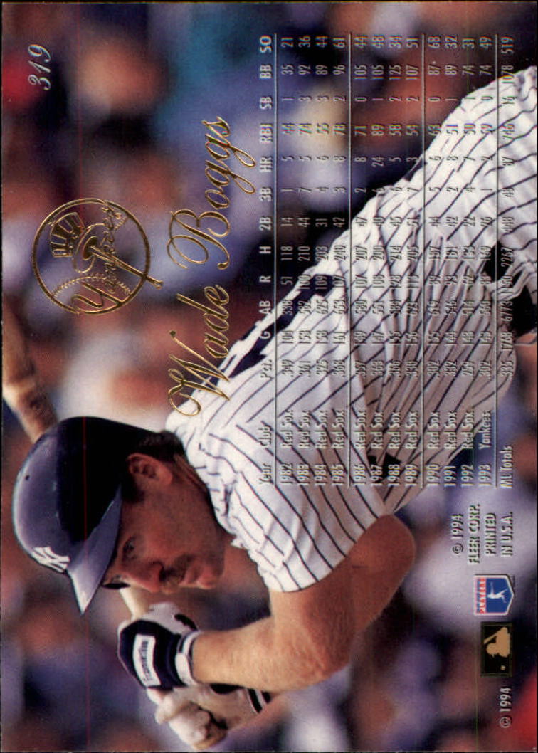 1994 Flair #319 Wade Boggs back image