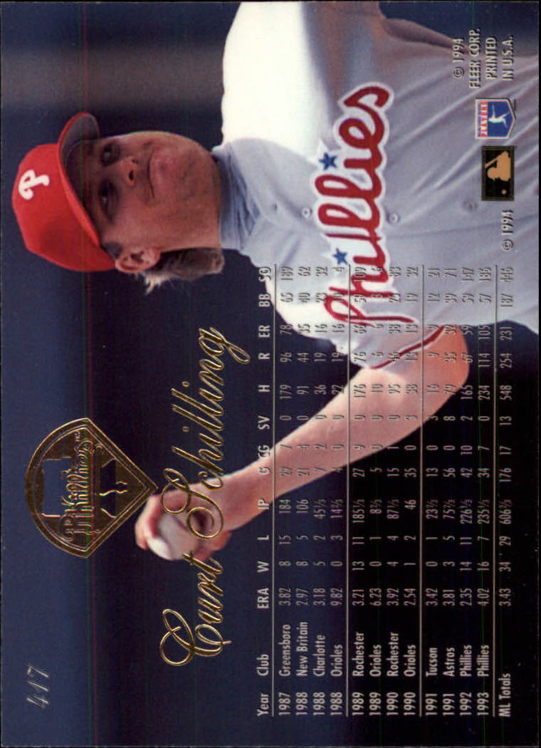 1994 Flair #417 Curt Schilling back image