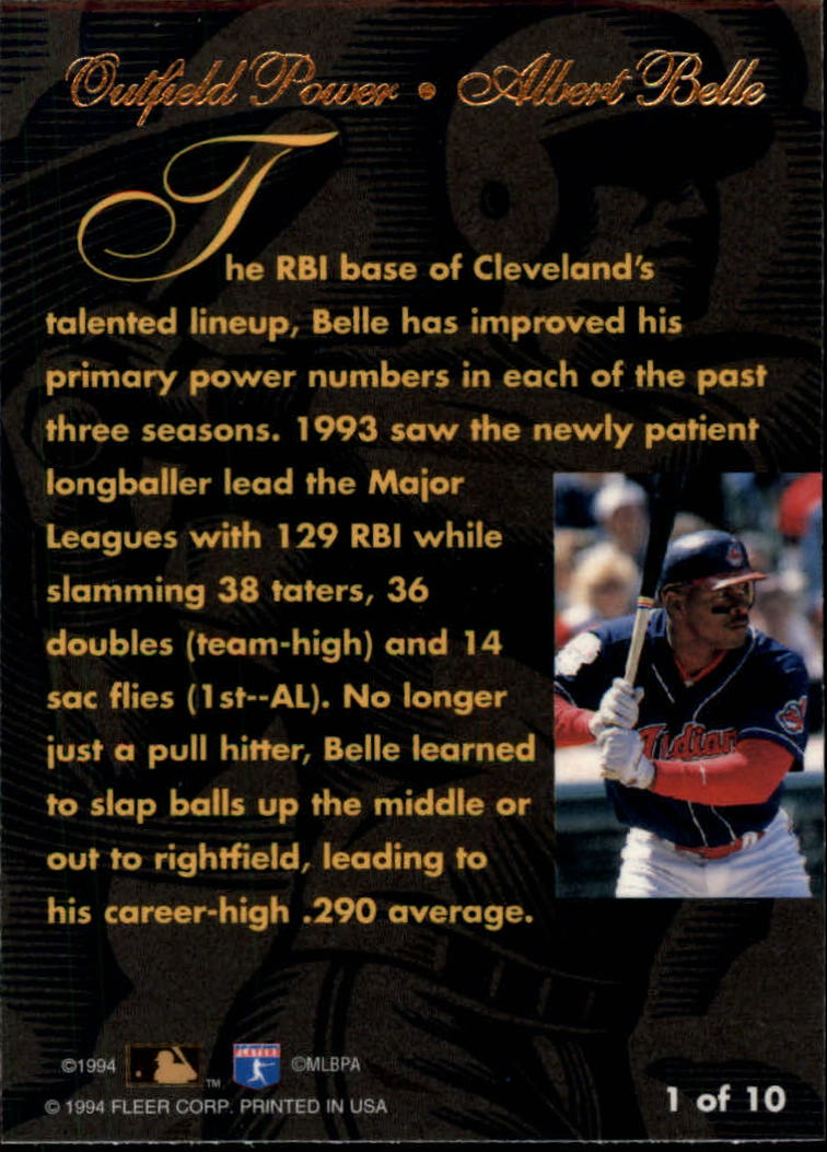 1994 Flair Outfield Power #1 Albert Belle back image