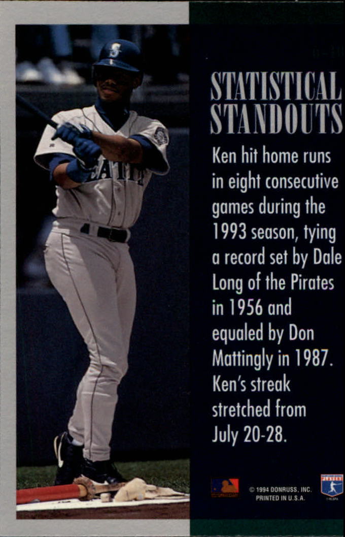1994 Leaf Statistical Standouts #6 Ken Griffey Jr. back image