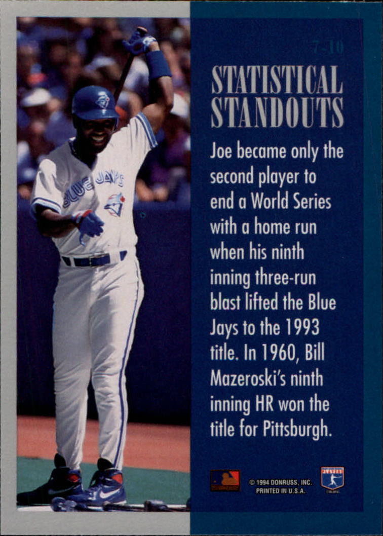1994 Leaf Baseball "Statistical Standouts" Insert Cards - Picture 15 of 21